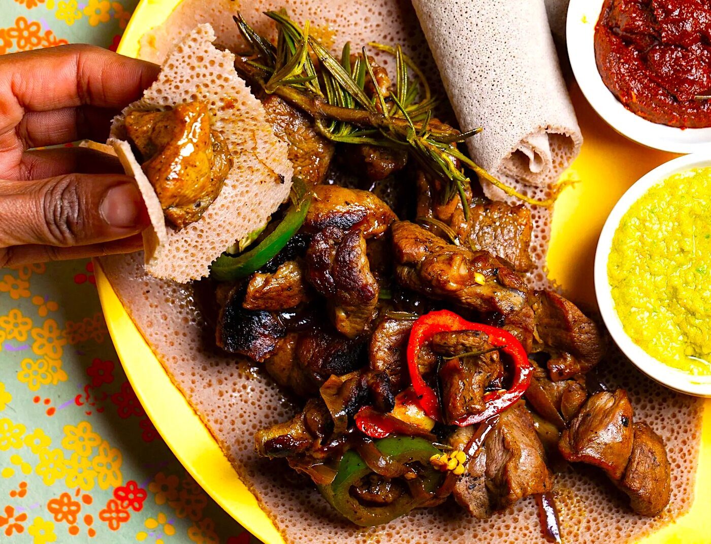 Lamb tibs, pan-fried spiced lamb, a classic Ethiopian dish