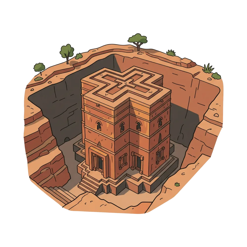 Lalibela rock-hewn church illustration